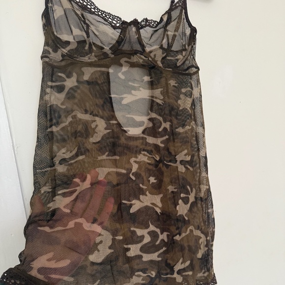 VINTAGE y2k La SENZA camo mesh babydoll lace lingerie slip - Picture 4 of 9